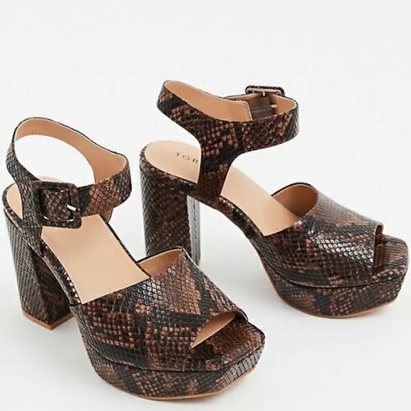 torrid Shoes - Torrid Snakeskin Print Platform Block Heel Sandal Size 9